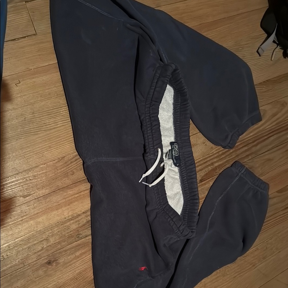 Blue Relaxed Fit Sweatpants with Elastic Cuffs